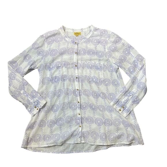 Roberta Roller Rabbit Lightweight 100% Cotton Button Down Patterned Top - Picture 10 of 14